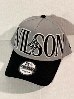 New Era 9FORTY A'ja Wilson Las Vegas Aces A-Frame Snapback Hat Black Grey WNBA